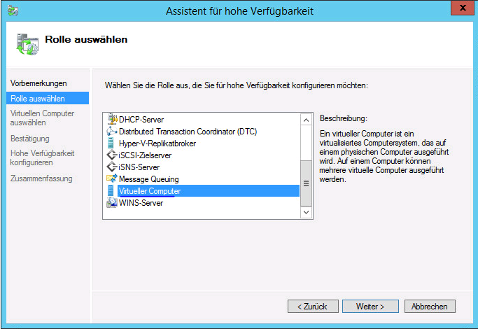 Hyper-V-VM nachträglich hochverfügbar machen