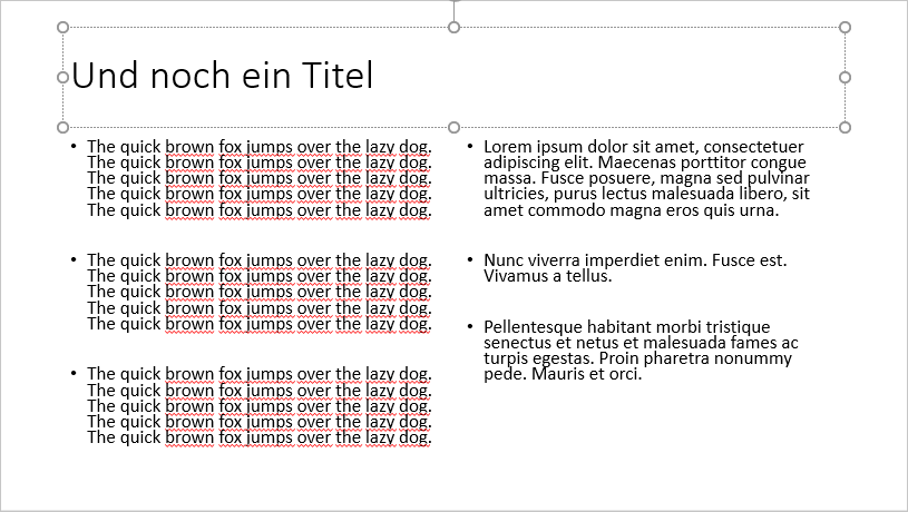 Eingebauter Blindtext in Powerpoint