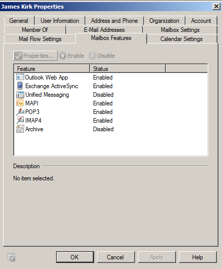 Echange 2010 - Mailbox Features