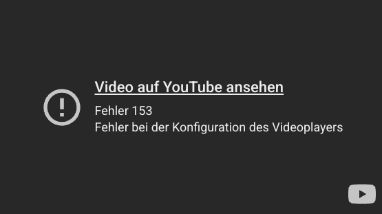 Fehler 153 - Fehler bei der Konfiguration des Videoplayers